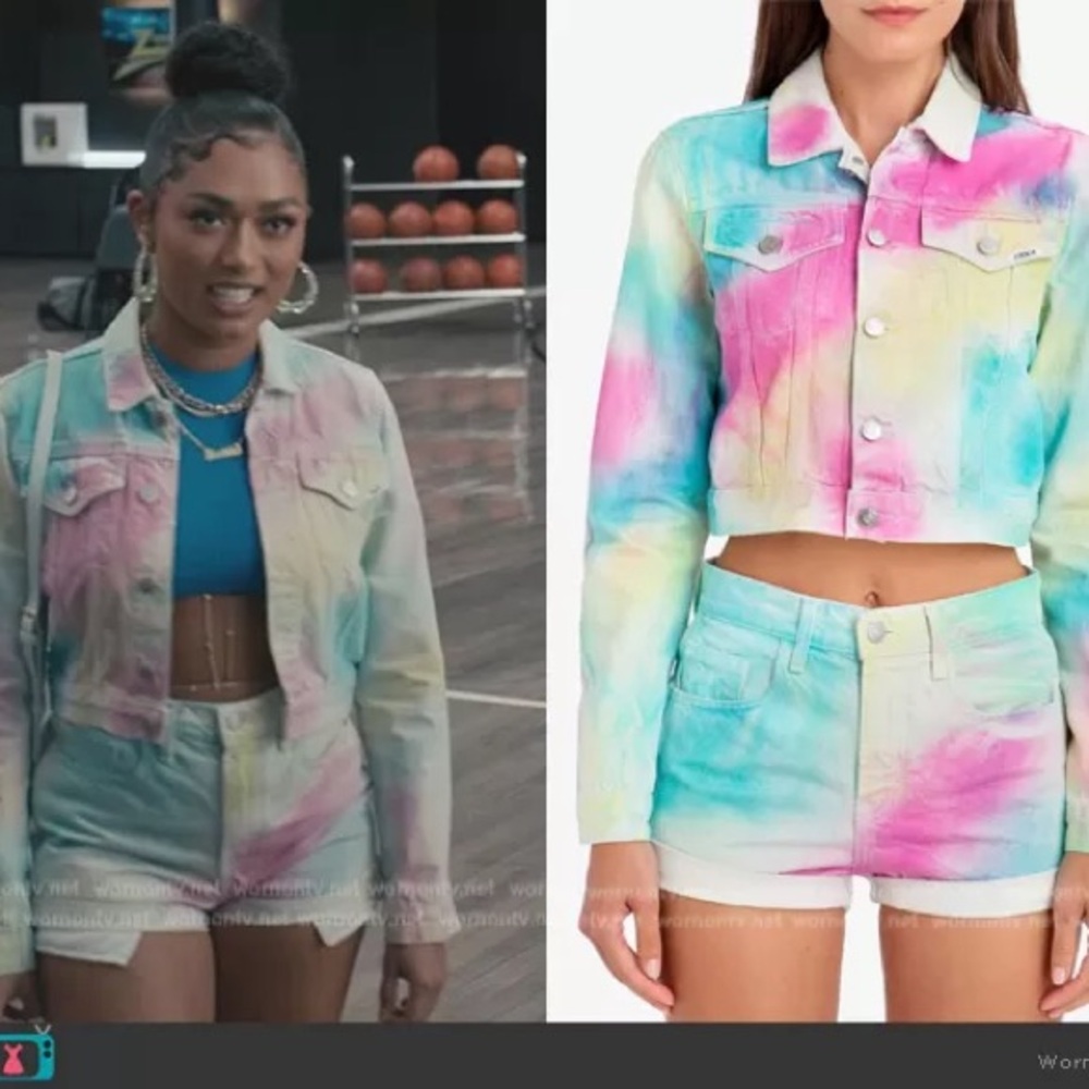 Jordache rainbow tie-dye denim jacket & Shorts set SM/26 Real Life Bratz doll